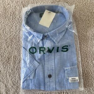 Orvis Men's Light Blue Casual Shirt short sleeve